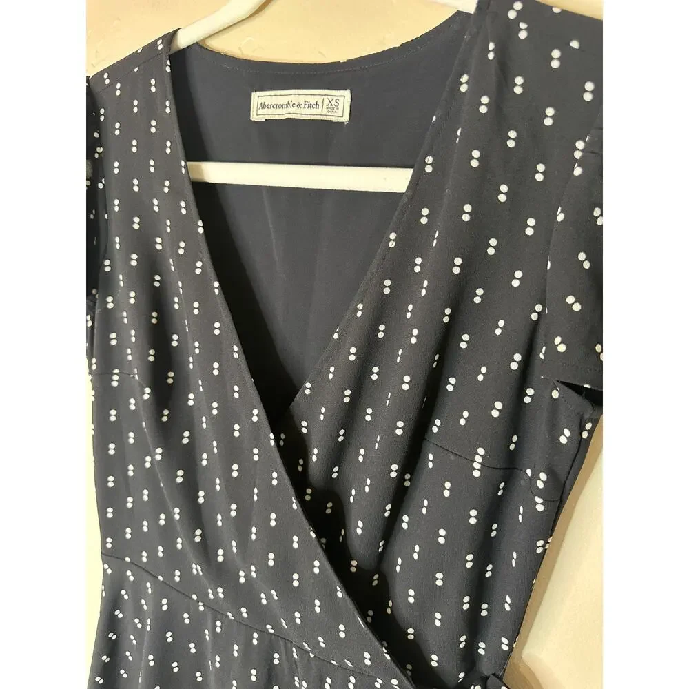 Abercrombie & Fitch Black and White Pattern Faux Wrap Mini Dress XS
